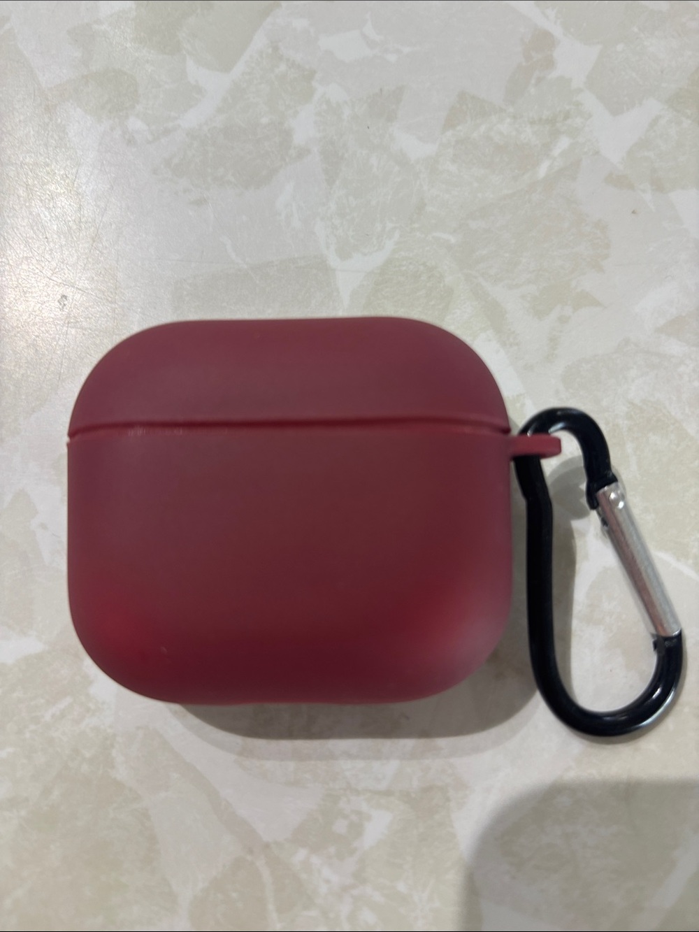 AirPods 3 Protective Burgundy Silicone Casewith Carabiner(AirPods not included)